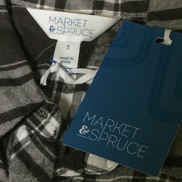 Market & Spruce Olive Plaid Button Down  Shirt